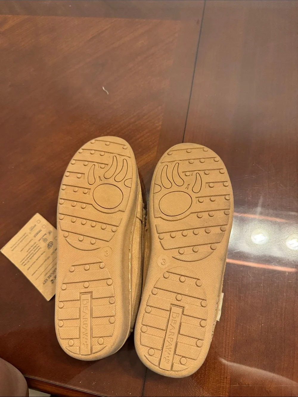 BearPaw Kids Tan Faux-Shearling Slip-On Moccasins